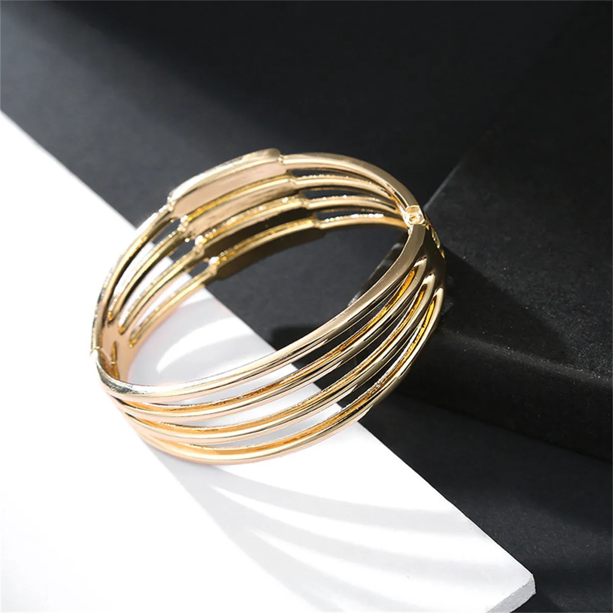 18K Gold-Plated Layered Bangle