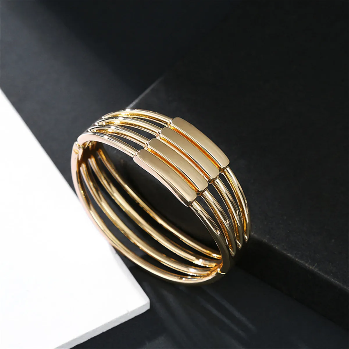 18K Gold-Plated Layered Bangle