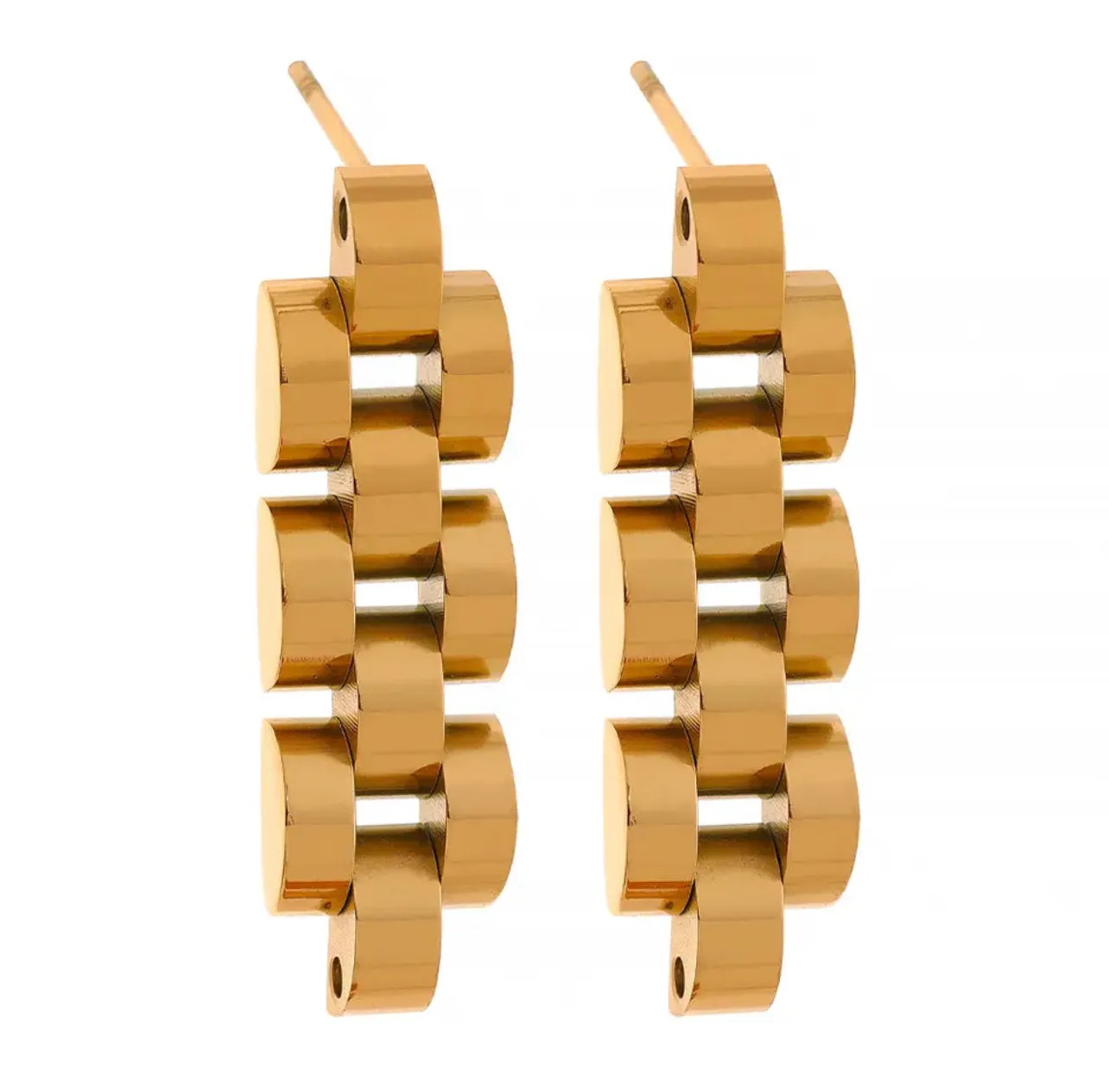 18k Gold Plated over Stainless Steel Chain Drop Earrings 200-28 | Erika Williner Designs