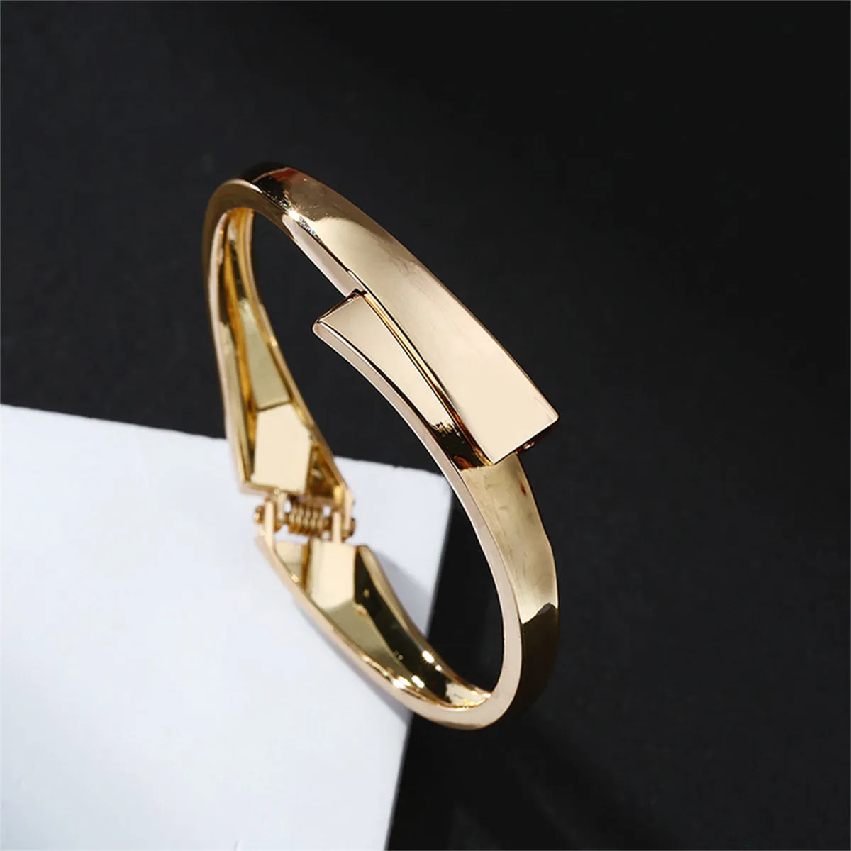 18K Gold-Plated Stacked Bypass Bangle