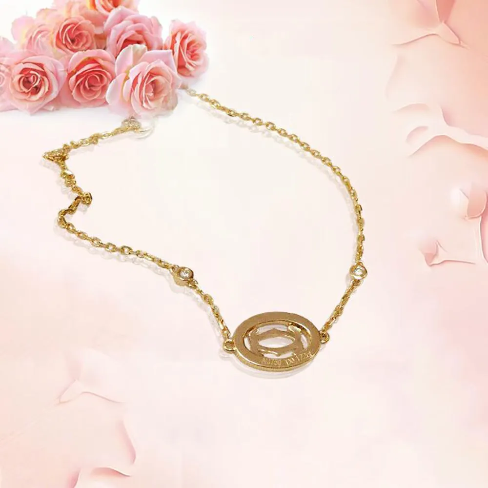 18K Solid Gold Natural Diamond Bracelet Luxury Elegant Charm Jewelry 6.7 in