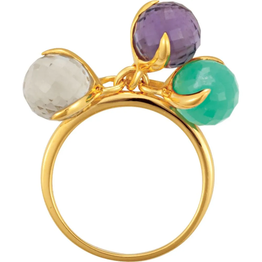 18k Yellow Gold Vermeil Multi-Gemstone Ring Size 7