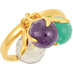 18k Yellow Gold Vermeil Multi-Gemstone Ring Size 7