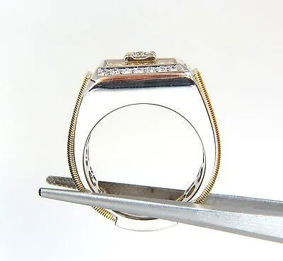 18kt mens .60ct diamond ring coil wrap 3d tourbillon still life deco & heavy
