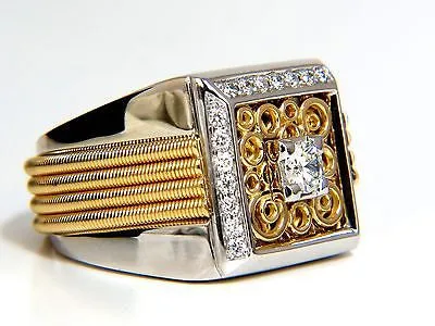 18kt mens .60ct diamond ring coil wrap 3d tourbillon still life deco & heavy
