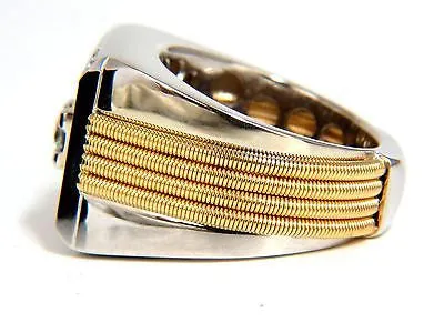 18kt mens .60ct diamond ring coil wrap 3d tourbillon still life deco & heavy