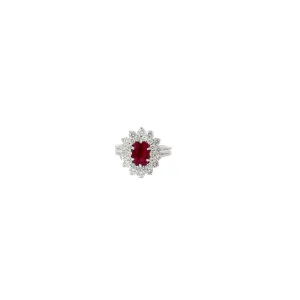18KW 1CT BURMA RUBY/.75CT FVS2 RING