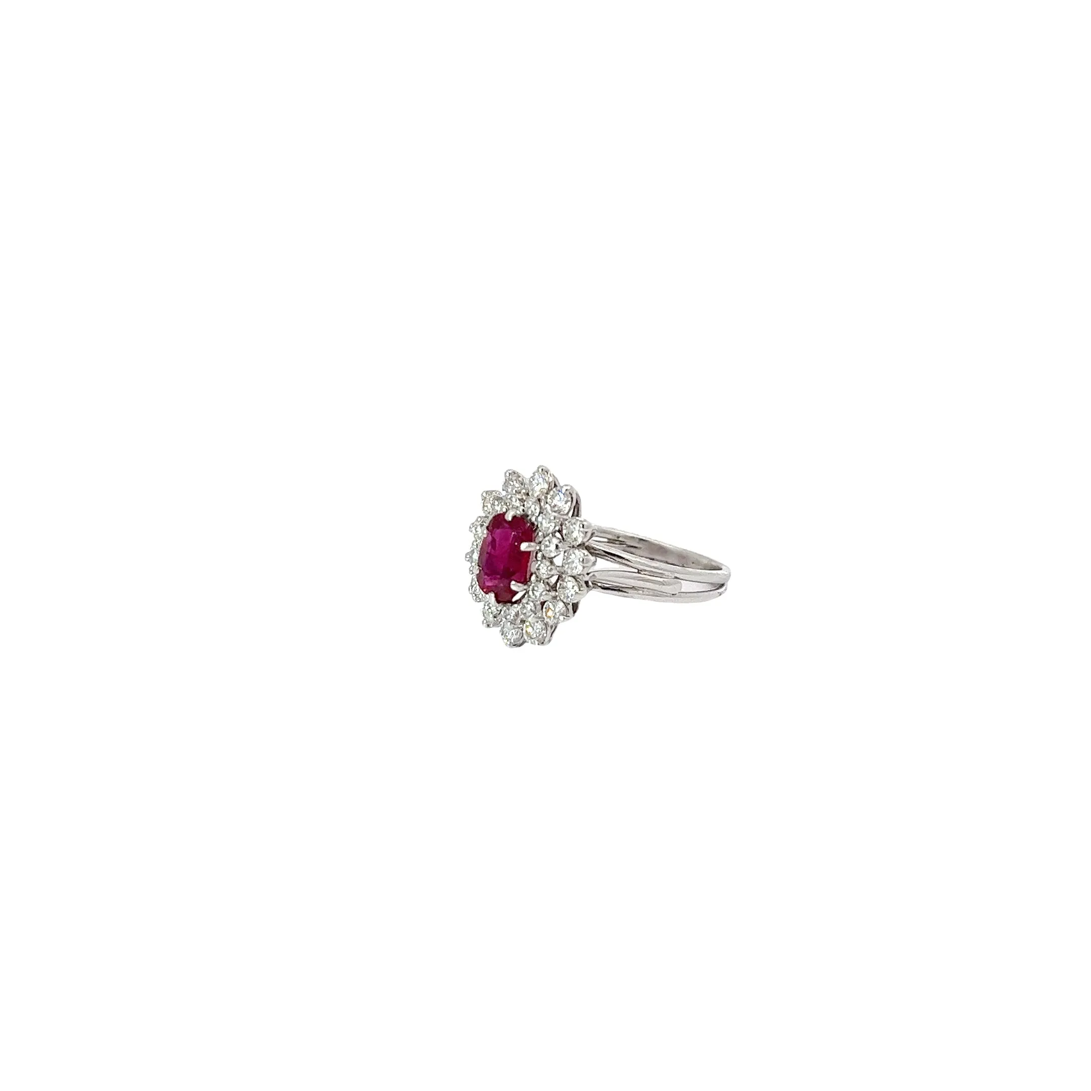 18KW 1CT BURMA RUBY/.75CT FVS2 RING