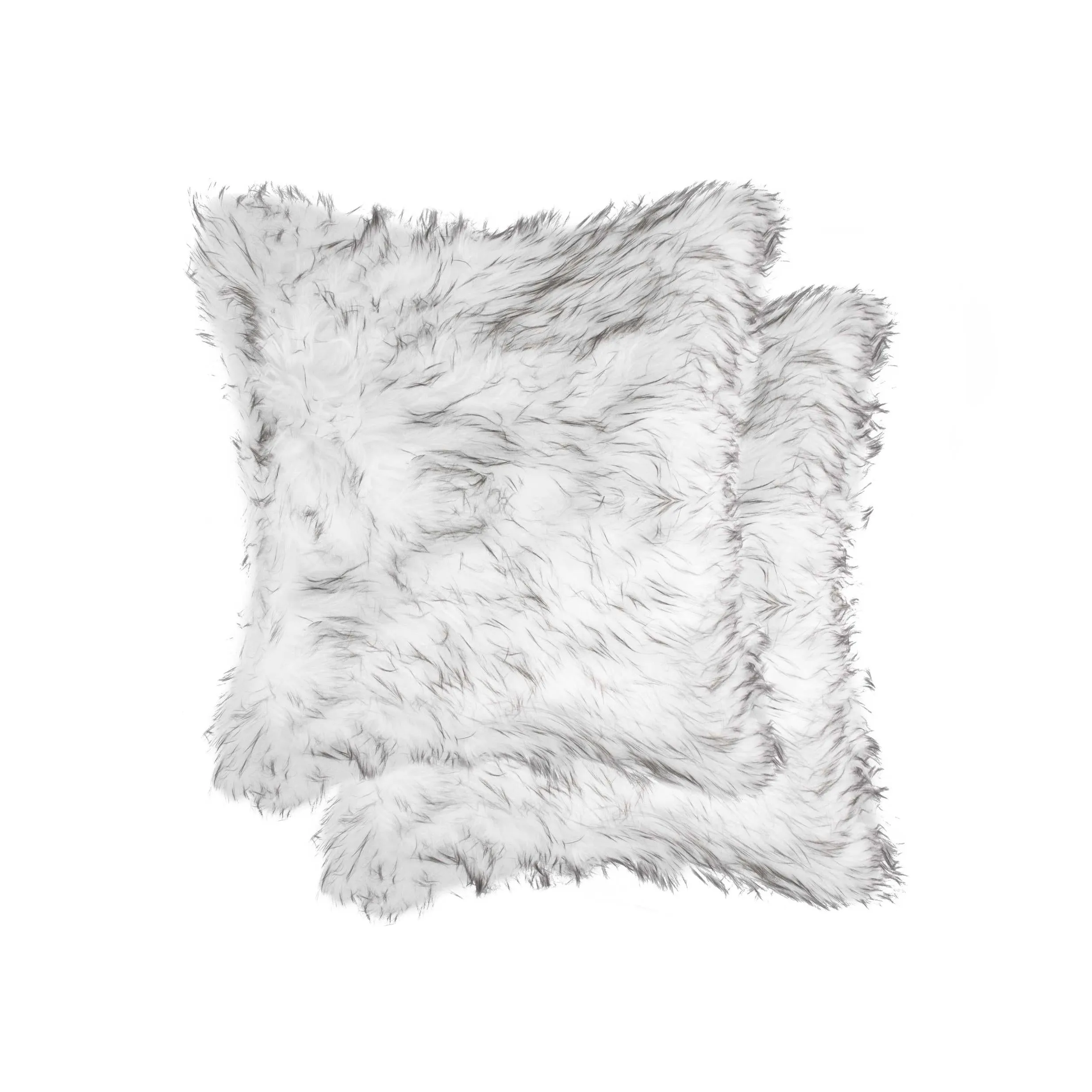 18" x 18" x 5" Gradient Gray Faux Fur 2pack Pillow