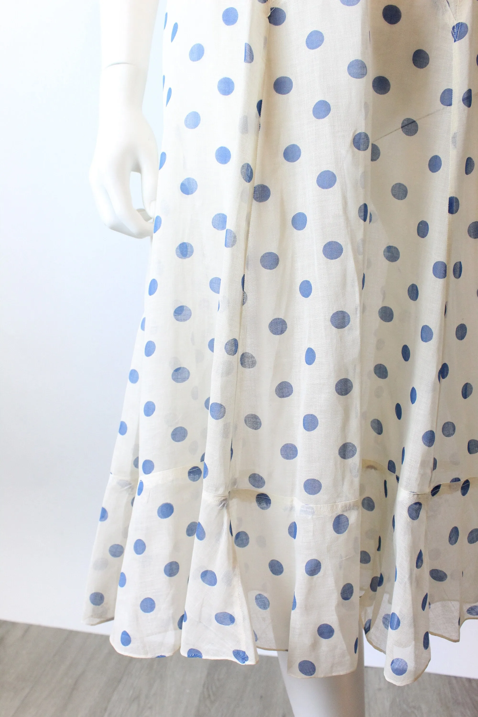 1930s POLKA DOT cotton ORGANDY gown dress xxs | new spring summer