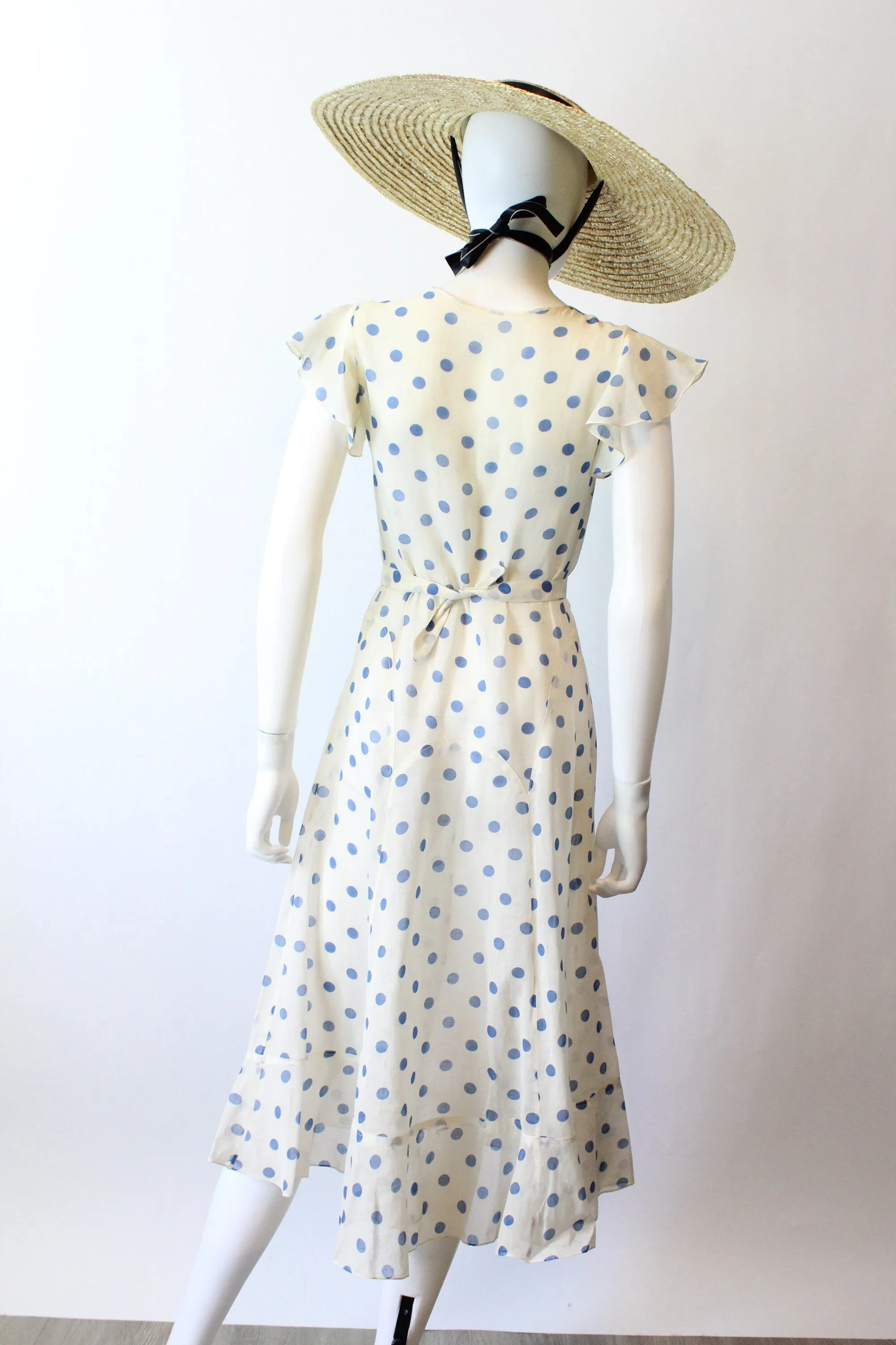 1930s POLKA DOT cotton ORGANDY gown dress xxs | new spring summer