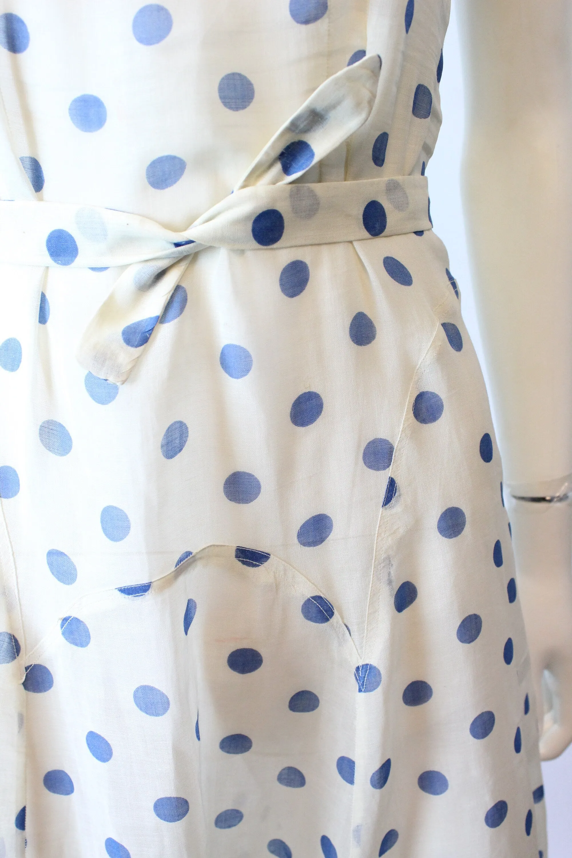 1930s POLKA DOT cotton ORGANDY gown dress xxs | new spring summer