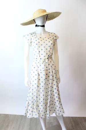 1930s POLKA DOT cotton ORGANDY gown dress xxs | new spring summer