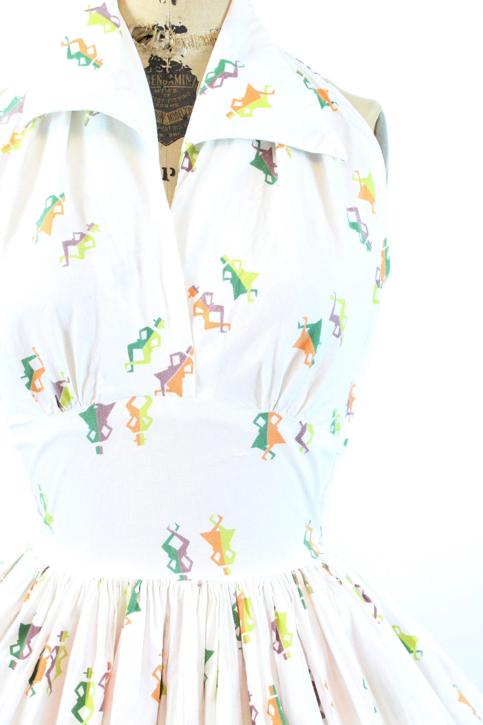 1950s IRISH DANCERS novelty print HALTER dress small  | new spring
