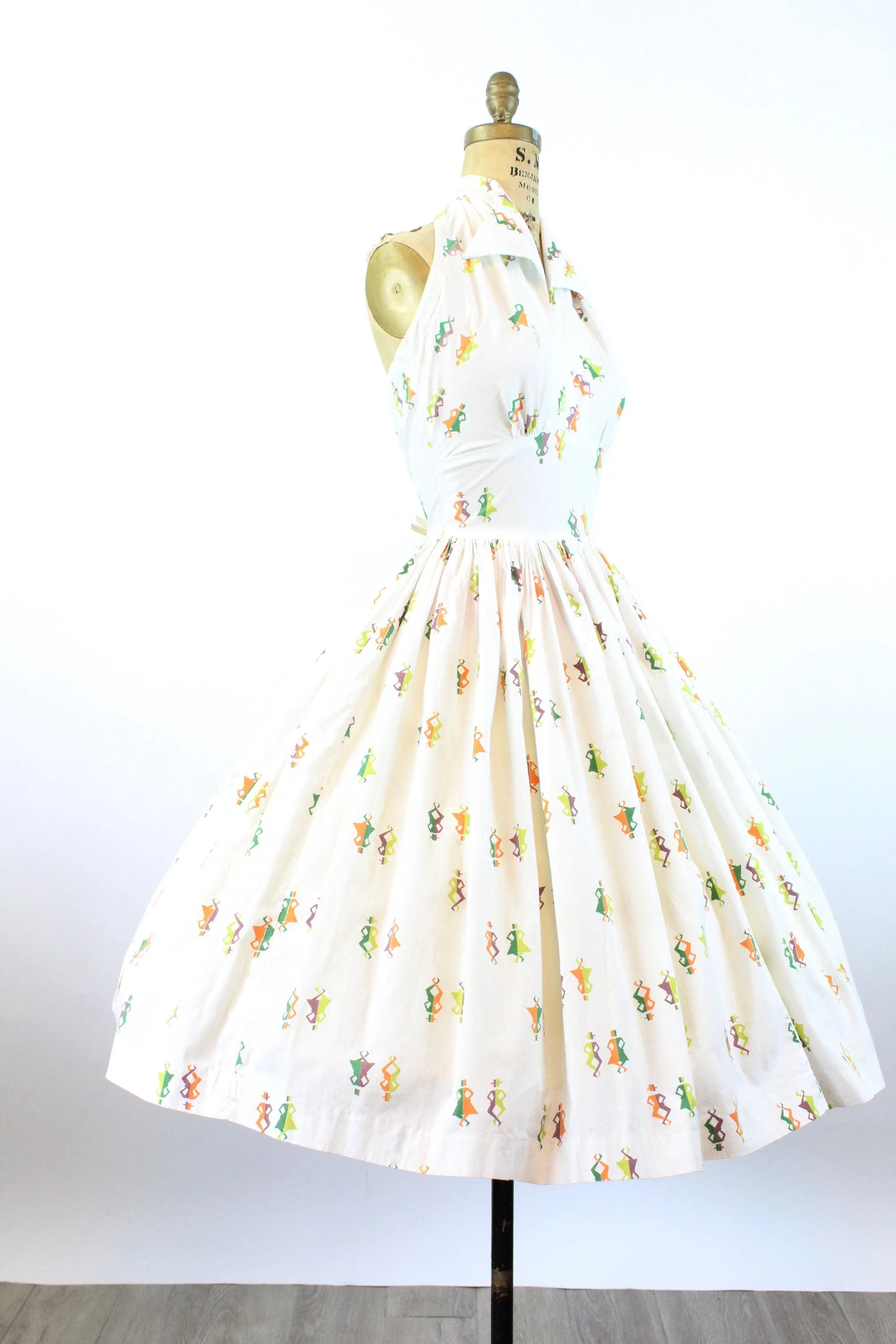 1950s IRISH DANCERS novelty print HALTER dress small  | new spring
