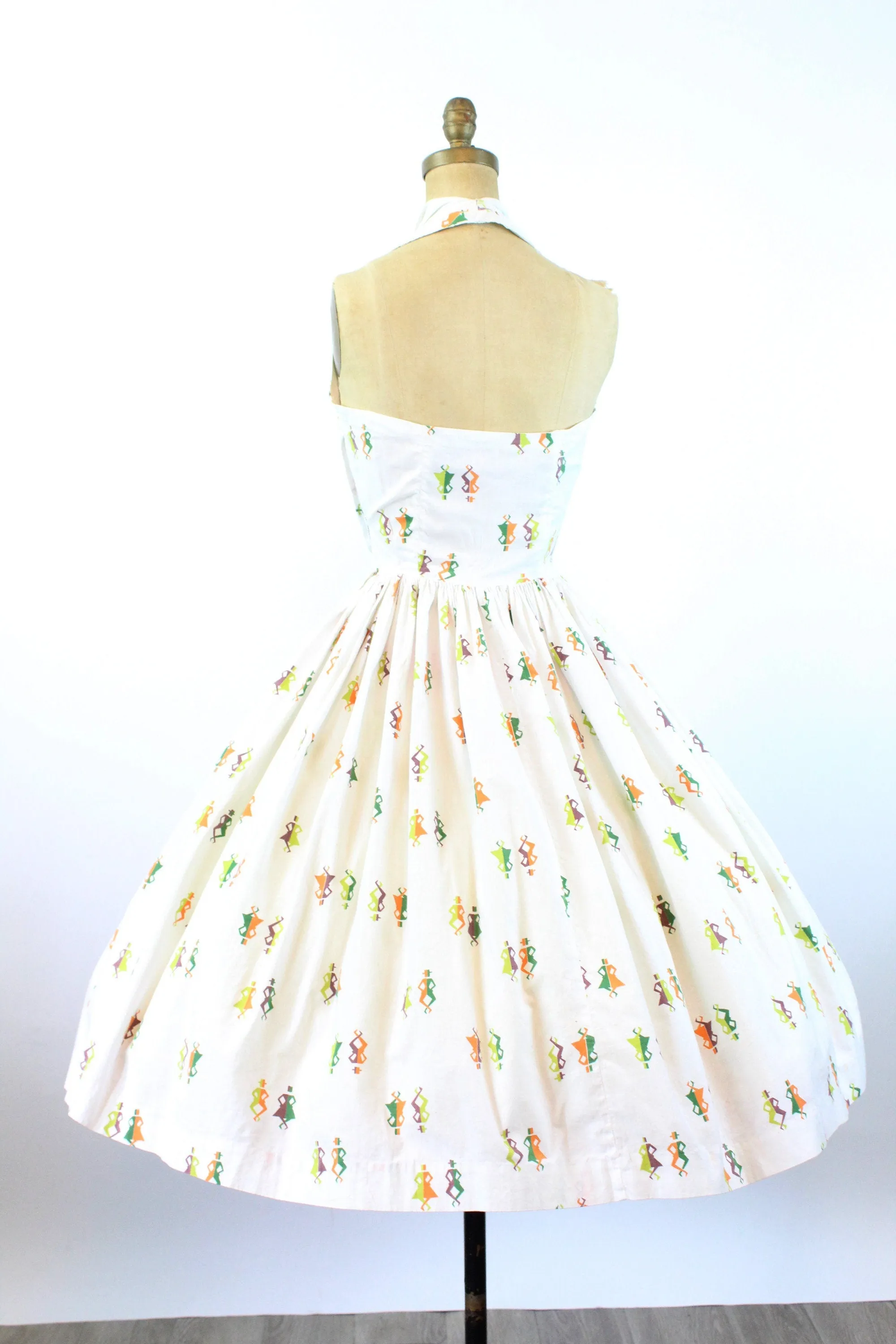 1950s IRISH DANCERS novelty print HALTER dress small  | new spring