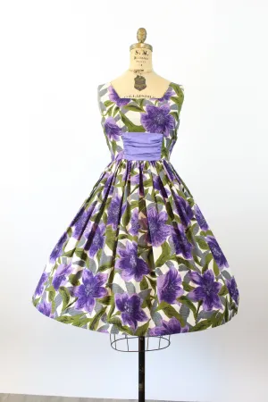 1950s PURPLE flower SASH dress small | new spring