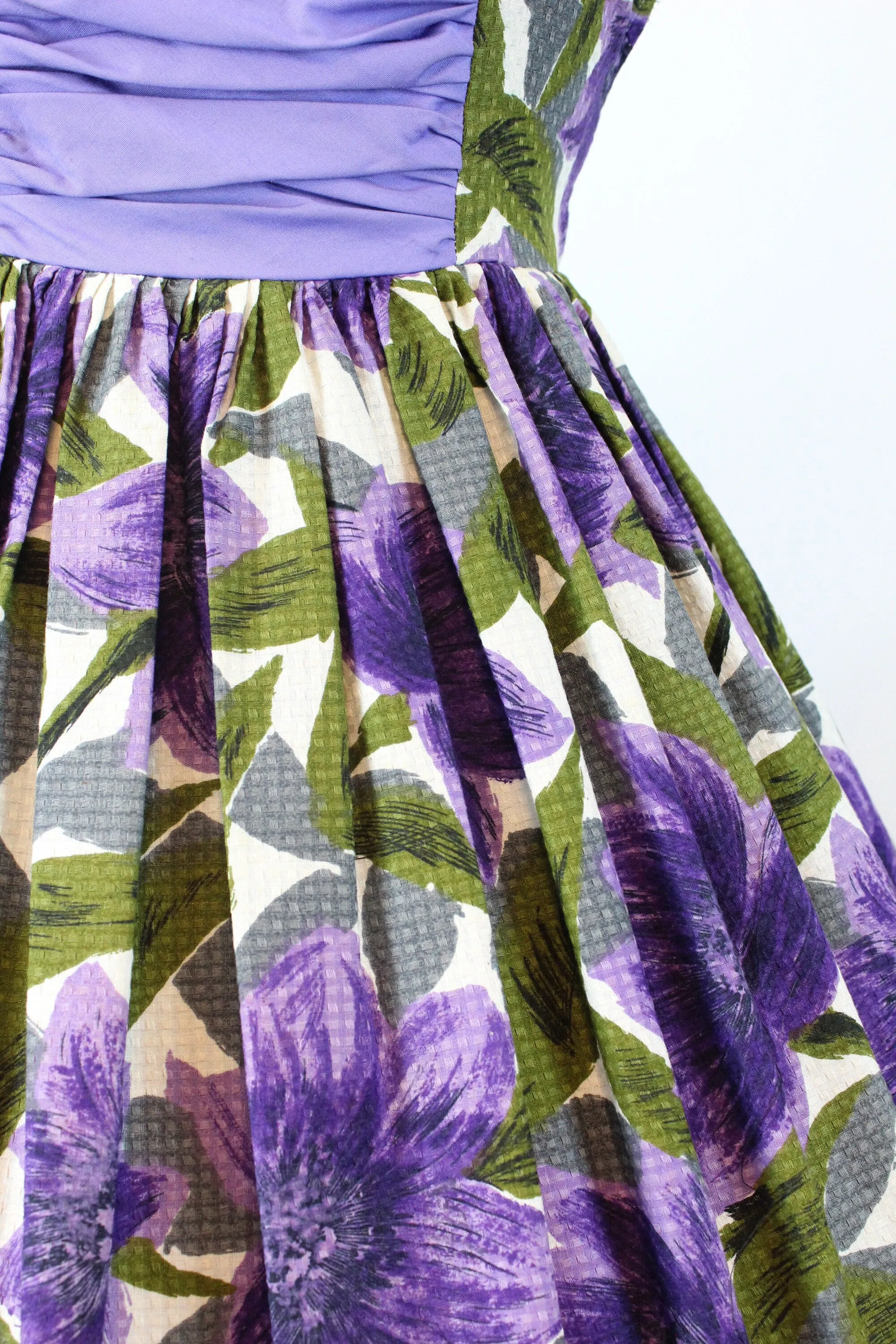 1950s PURPLE flower SASH dress small | new spring