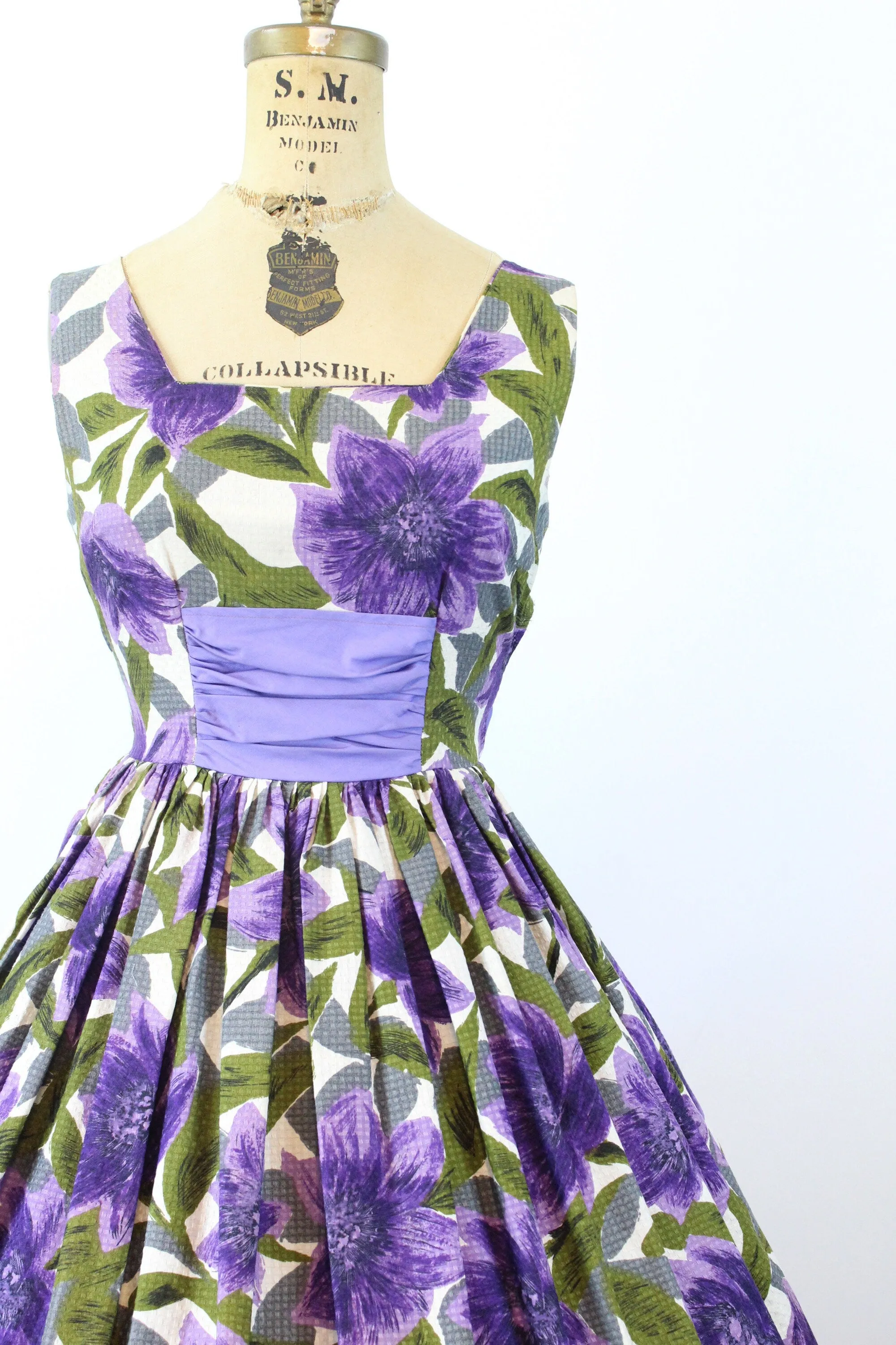 1950s PURPLE flower SASH dress small | new spring