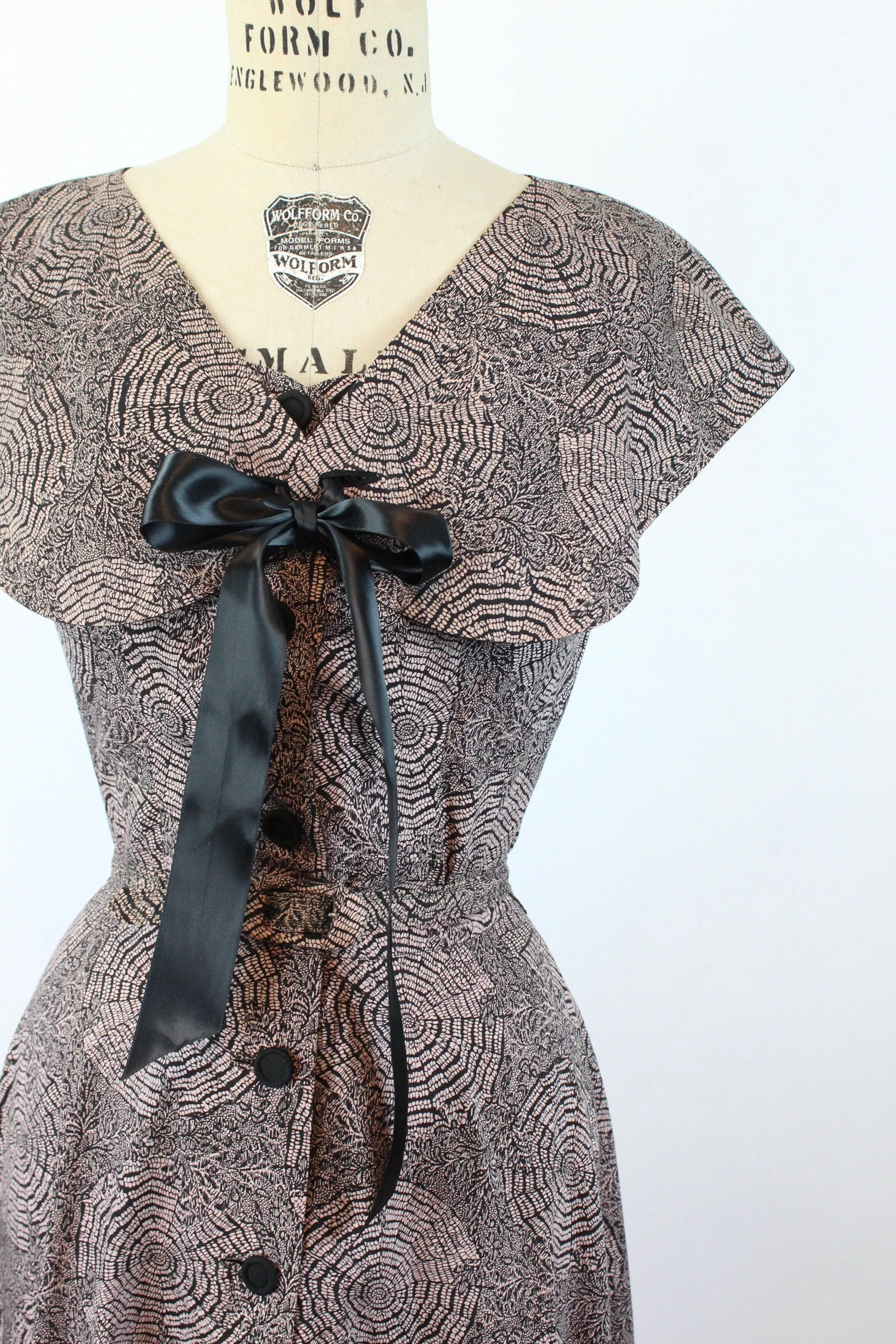 1950s SPIDERWEB print COTTON dress and cape xs | new spring summer