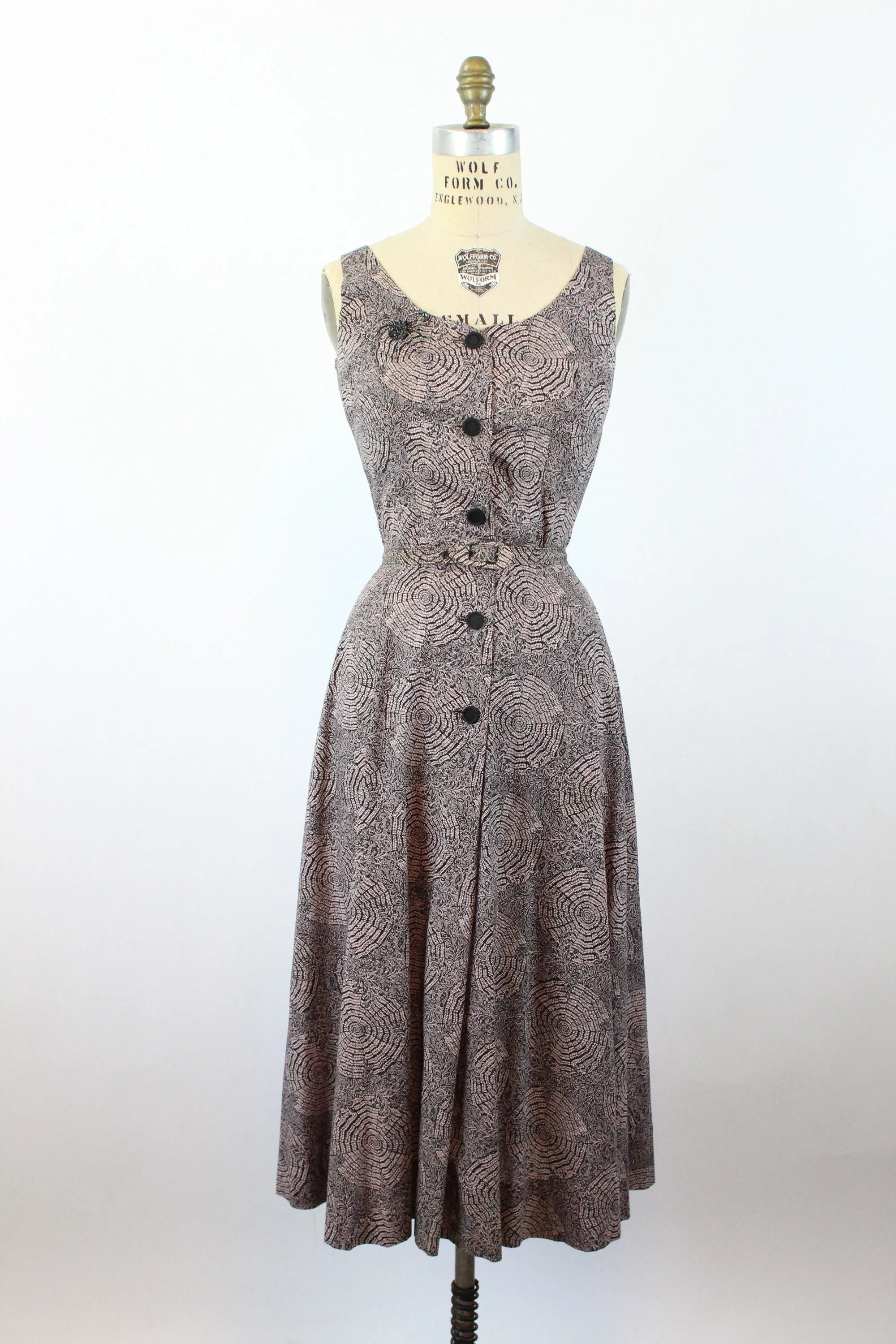1950s SPIDERWEB print COTTON dress and cape xs | new spring summer