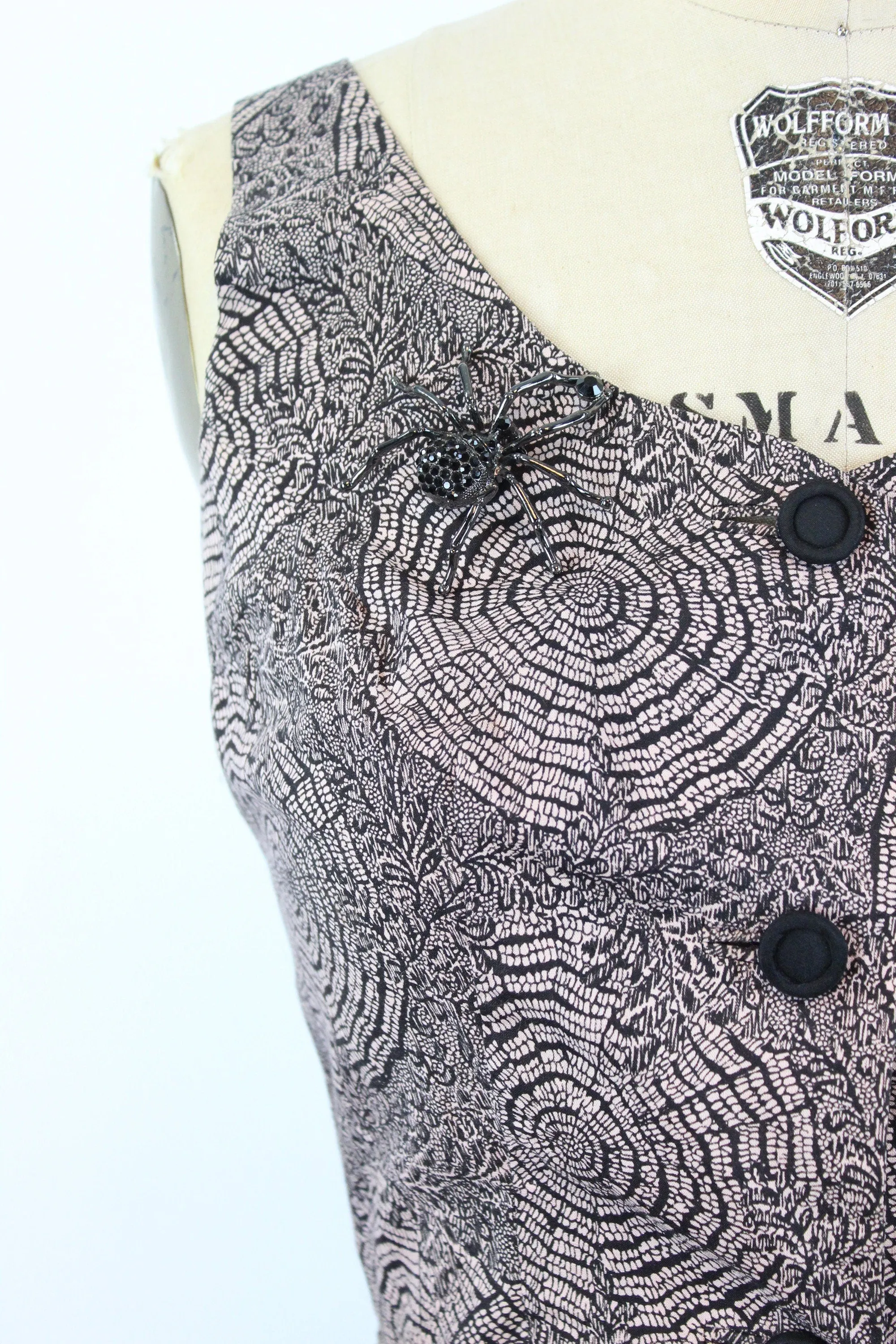 1950s SPIDERWEB print COTTON dress and cape xs | new spring summer