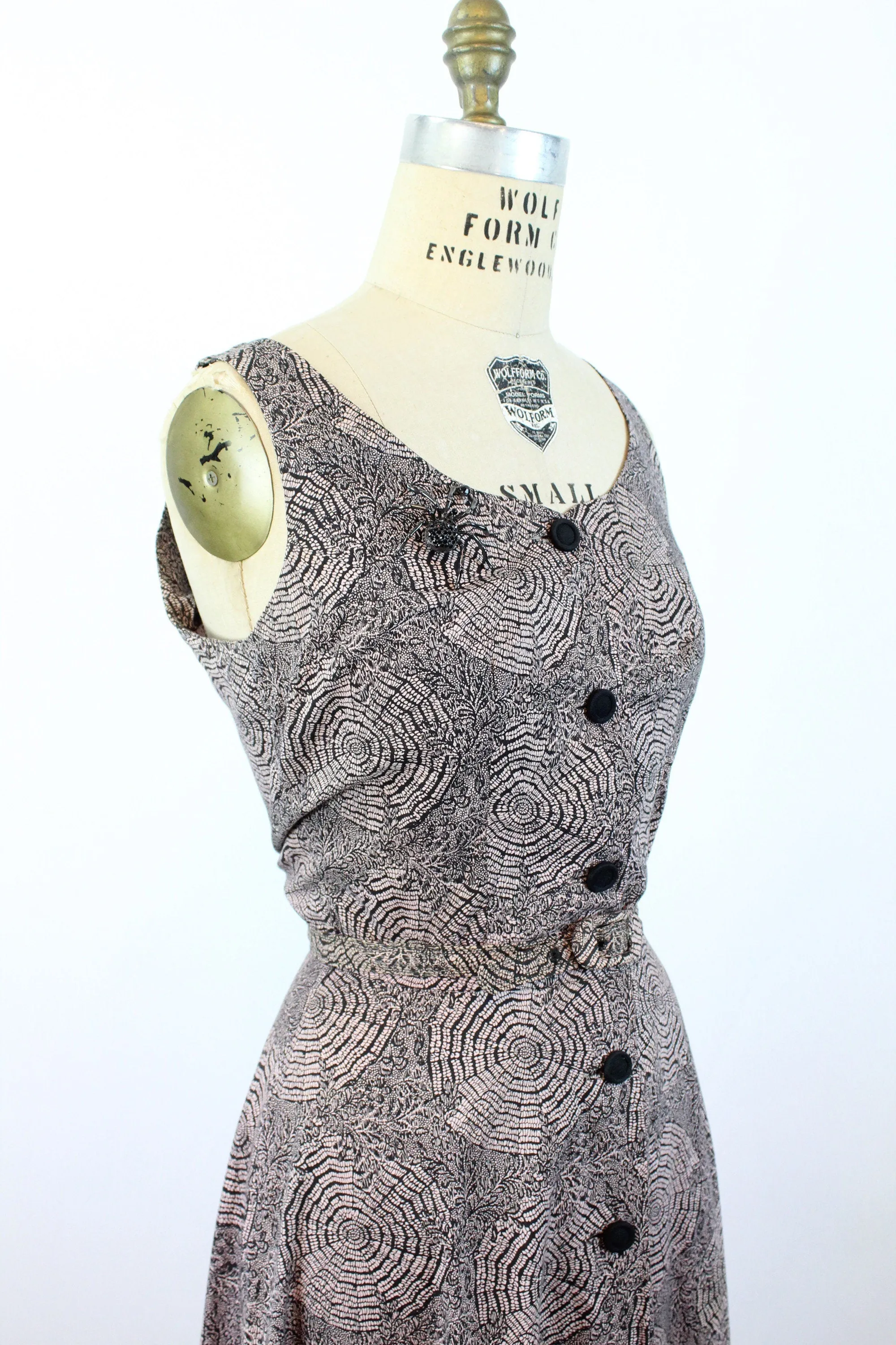 1950s SPIDERWEB print COTTON dress and cape xs | new spring summer