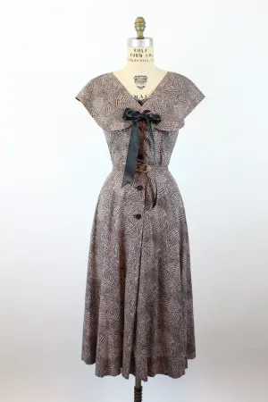 1950s SPIDERWEB print COTTON dress and cape xs | new spring summer