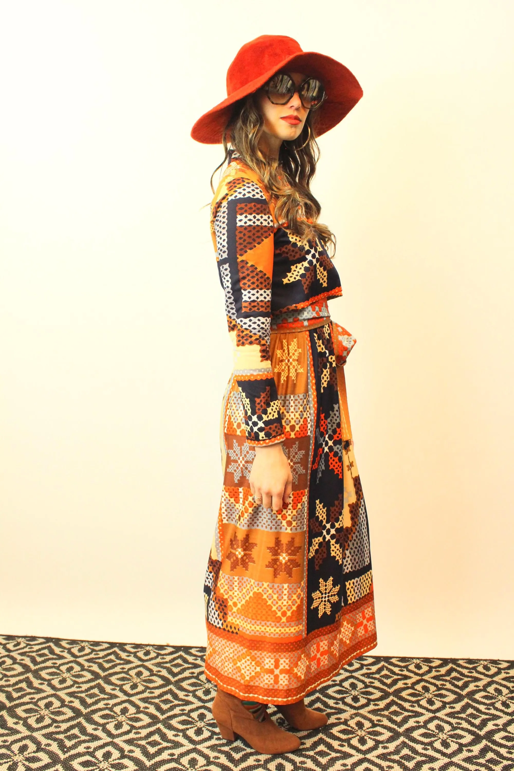 1960s RODRIGUES mod maxi dress and JACKET xs | new fall winter