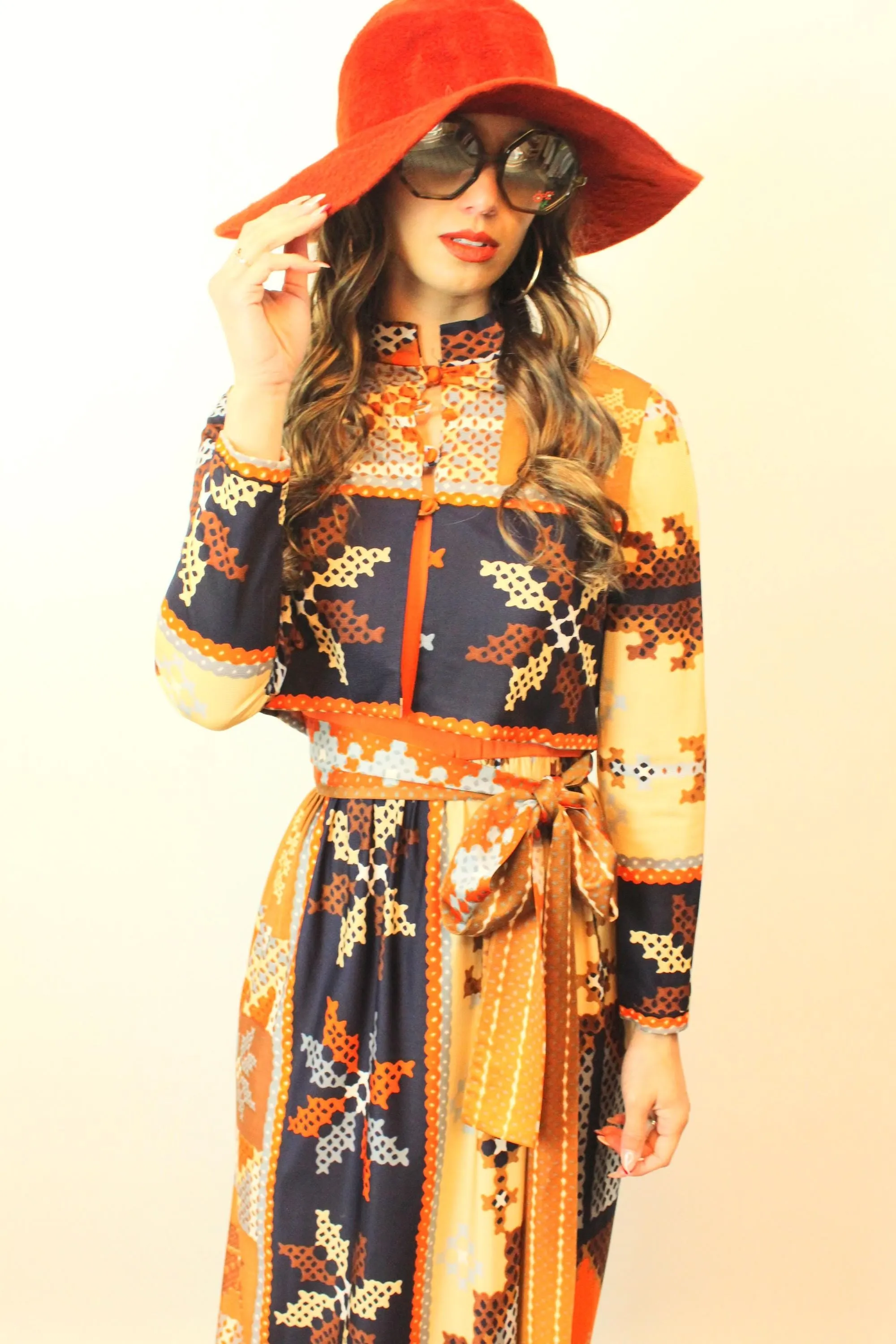1960s RODRIGUES mod maxi dress and JACKET xs | new fall winter