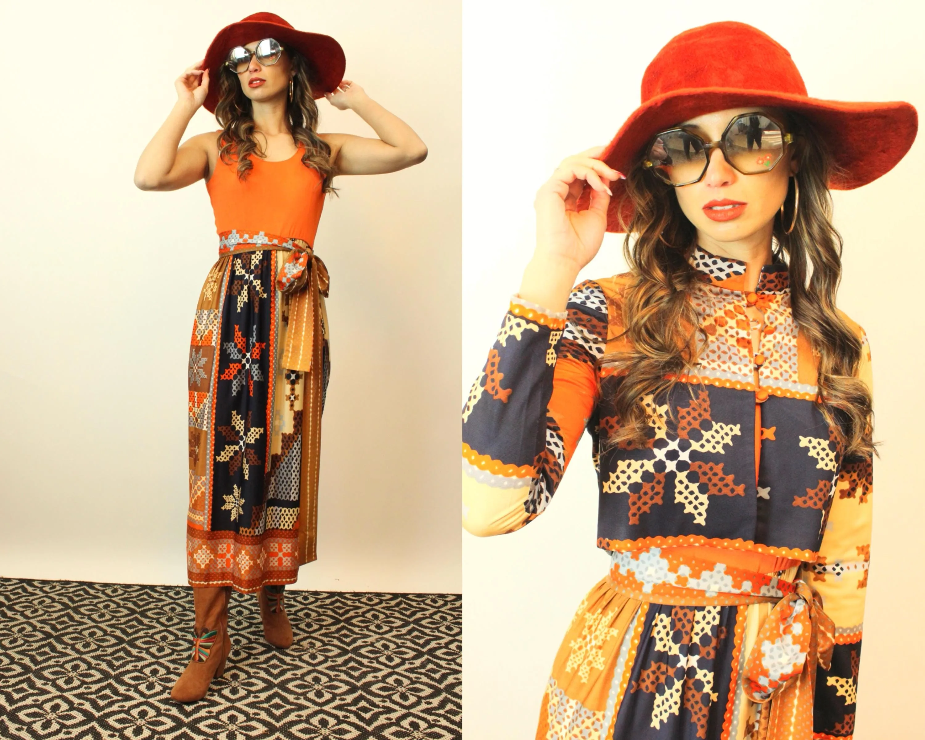 1960s RODRIGUES mod maxi dress and JACKET xs | new fall winter