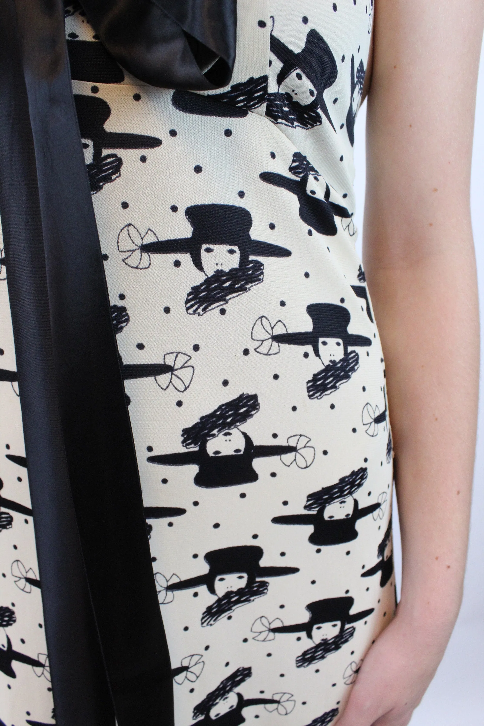 1970s NOVELTY ART DECO face print halter dress maxi small | new spring summer