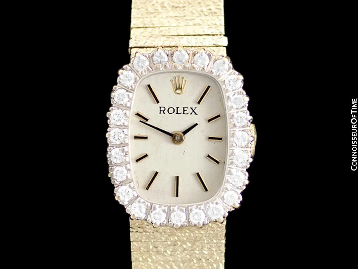1970's Rolex Vintage Ladies Dress Watch - 14K Gold & Diamonds