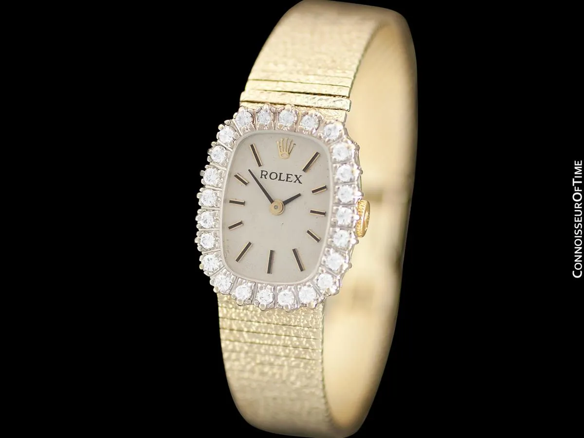 1970's Rolex Vintage Ladies Dress Watch - 14K Gold & Diamonds