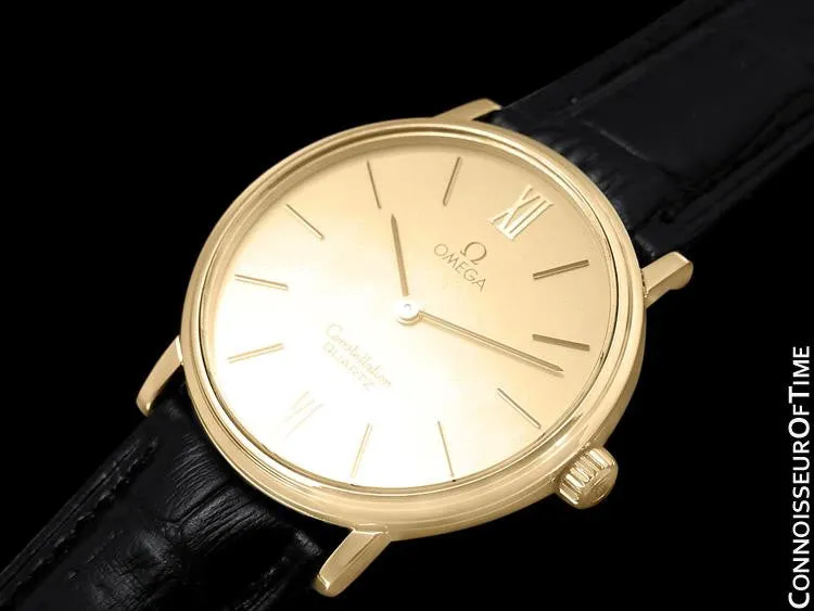 1979 Omega Constellation Mens Vintage Quartz Accuset Watch - 18K Gold Plated & Stainless Steel