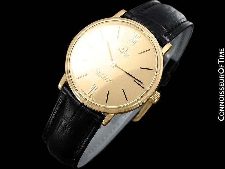 1979 Omega Constellation Mens Vintage Quartz Accuset Watch - 18K Gold Plated & Stainless Steel