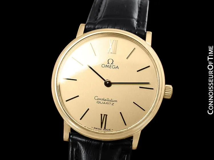 1979 Omega Constellation Mens Vintage Quartz Accuset Watch - 18K Gold Plated & Stainless Steel