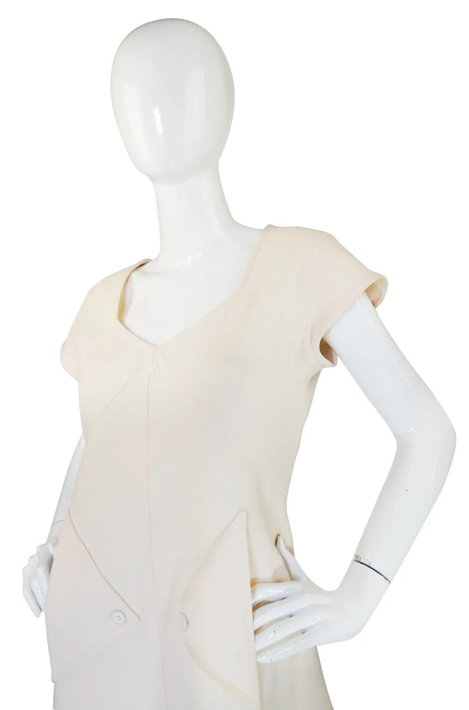 1980s Fabulous Cream Courreges Shift Dress