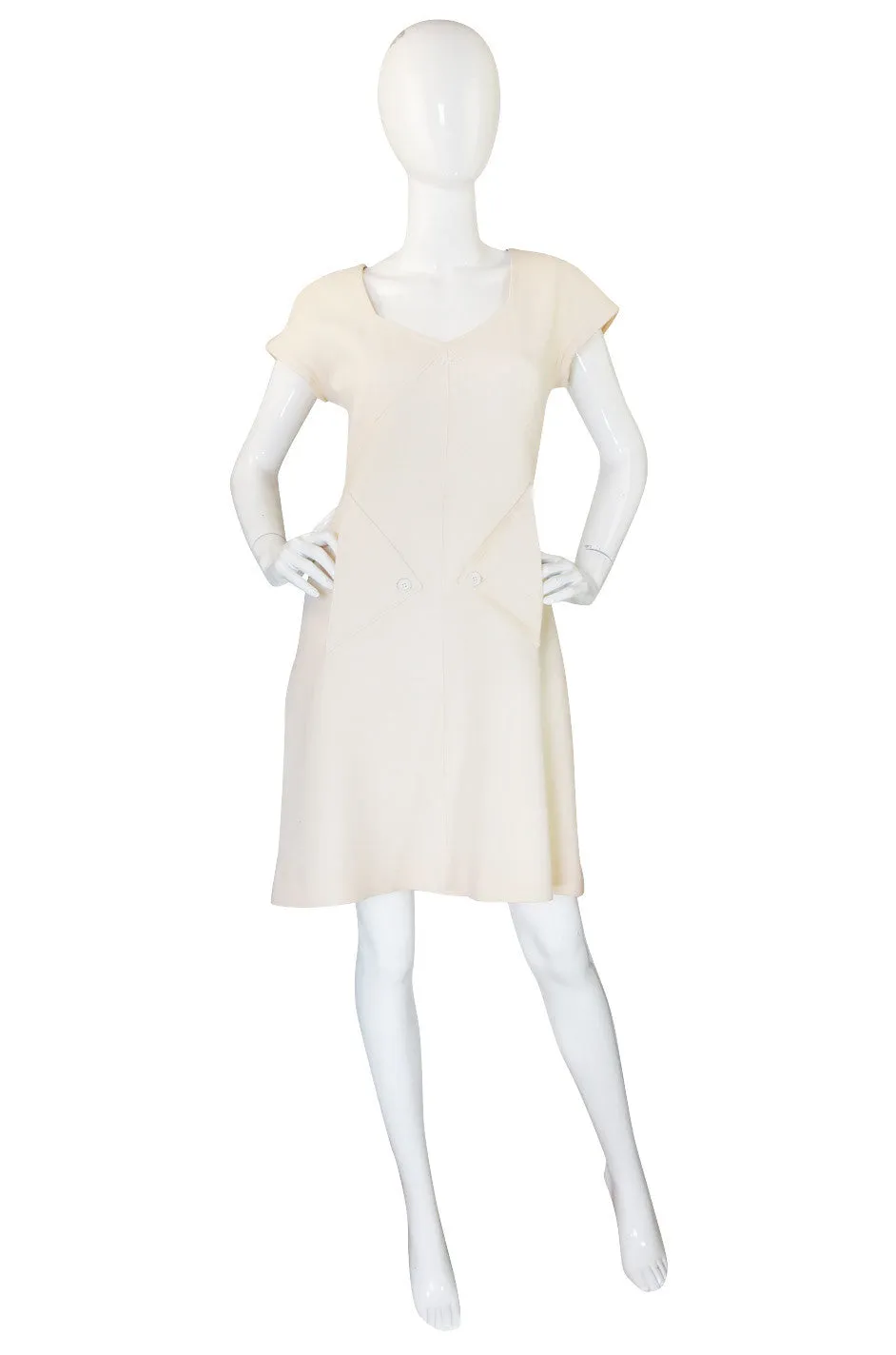 1980s Fabulous Cream Courreges Shift Dress