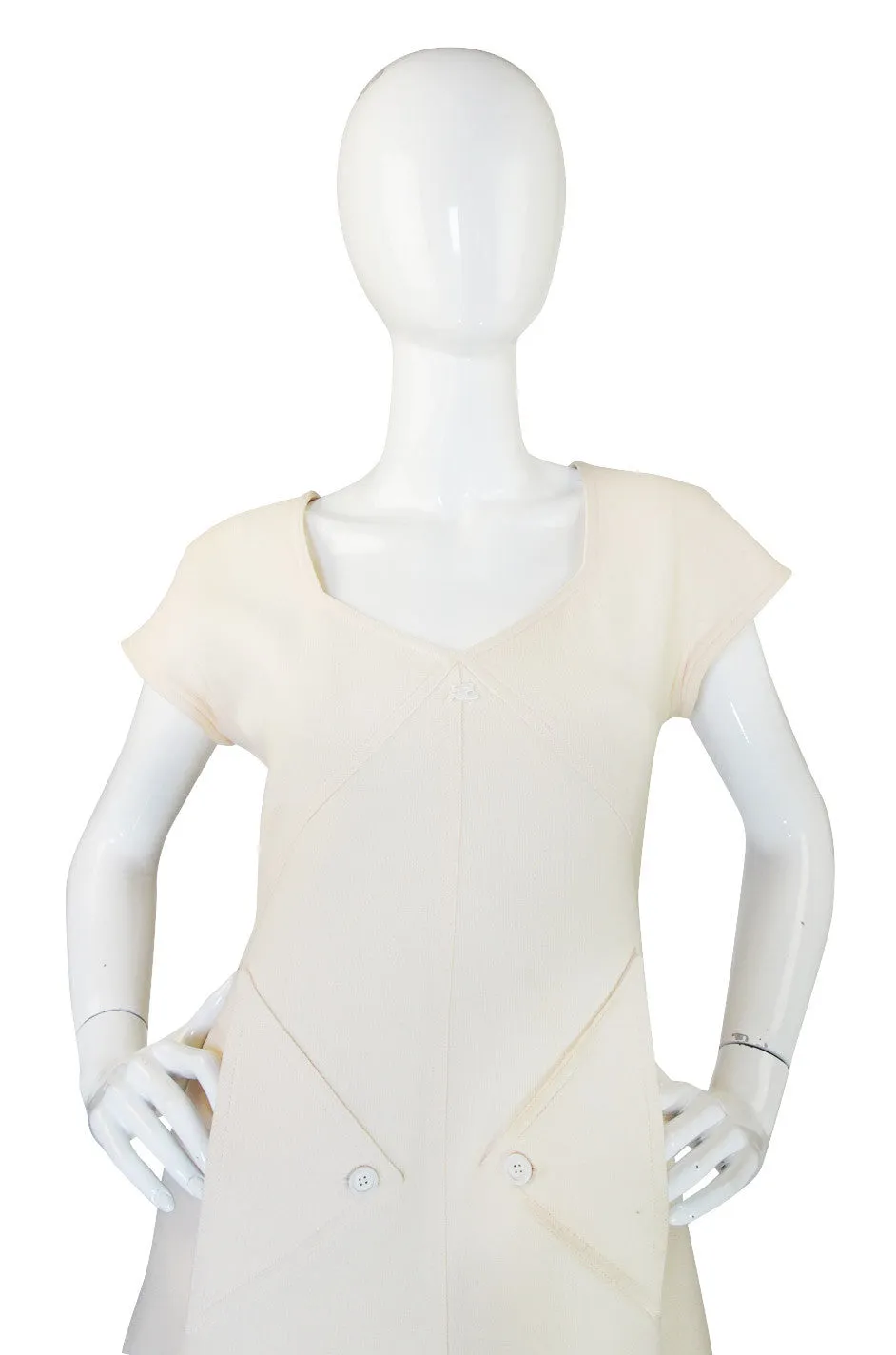 1980s Fabulous Cream Courreges Shift Dress