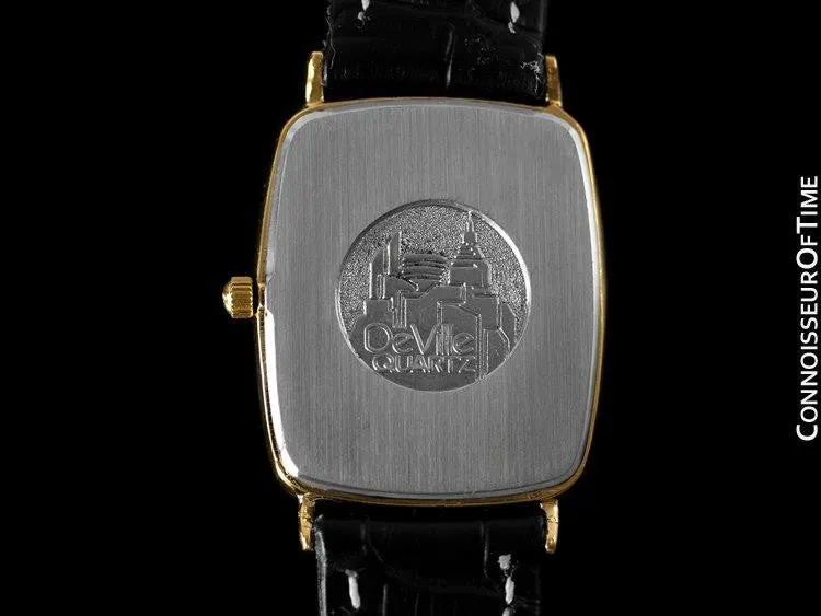 1980's Omega De Ville Vintage Mens Ultra Thin Dress Watch - 18K Gold Plated and Stainless Steel