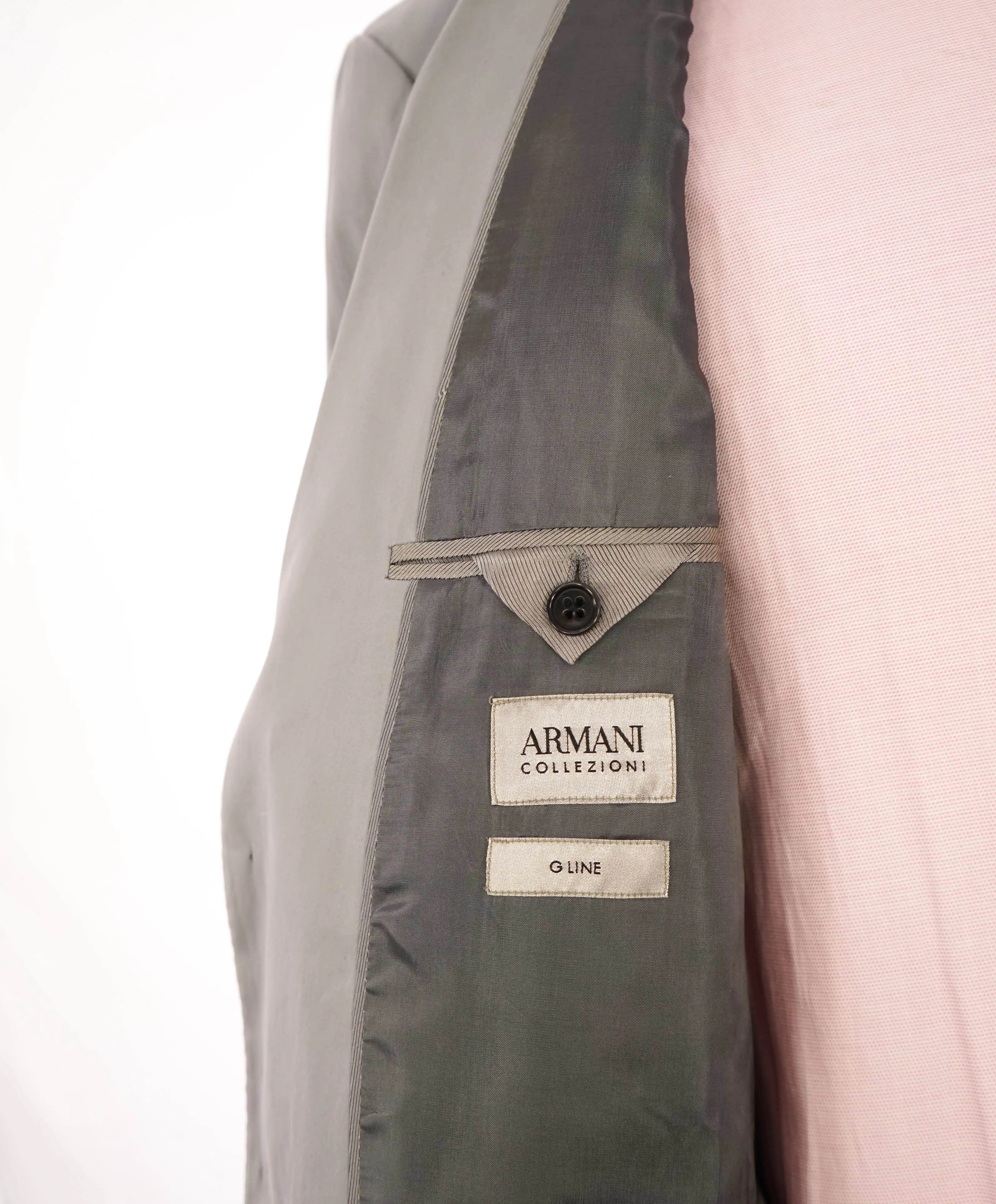 $1,995 ARMANI COLLEZIONI - “G Line” COTTON Stone Gray Summer Suit - 44S 35W