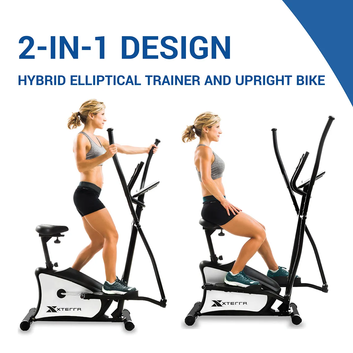 2-in-1 Hybrid Elliptical Upright Bike for Full Body Workout