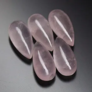 2 matching pair, 15x8mm, Natural Rose Quartz Smooth Pear Drops Briolette Gemstone Beads - Stunning Elegant Pairs