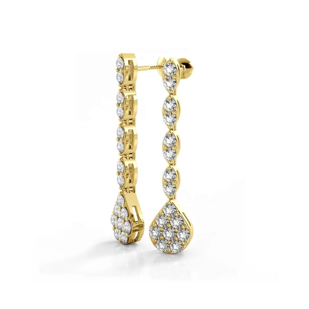 2.0 ctw. Round Diamond Sparkling Pear Drop Cluster Earrings