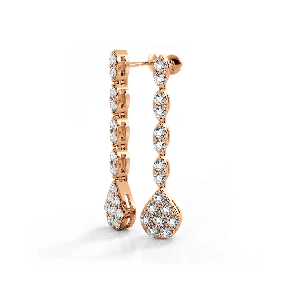 2.0 ctw. Round Diamond Sparkling Pear Drop Cluster Earrings