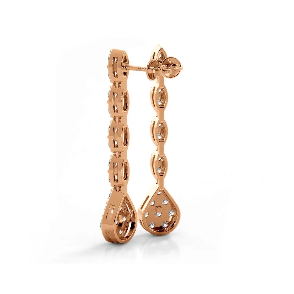2.0 ctw. Round Diamond Sparkling Pear Drop Cluster Earrings