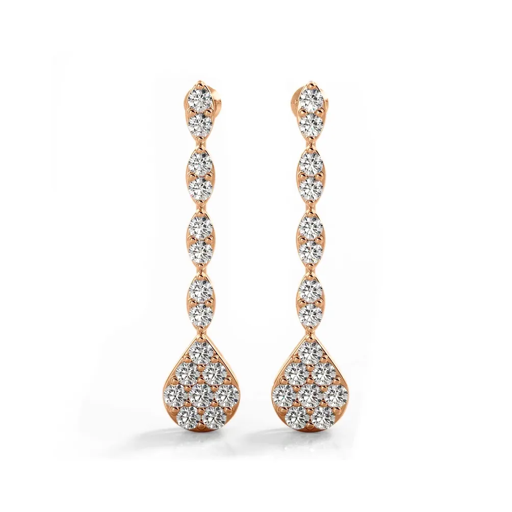 2.0 ctw. Round Diamond Sparkling Pear Drop Cluster Earrings