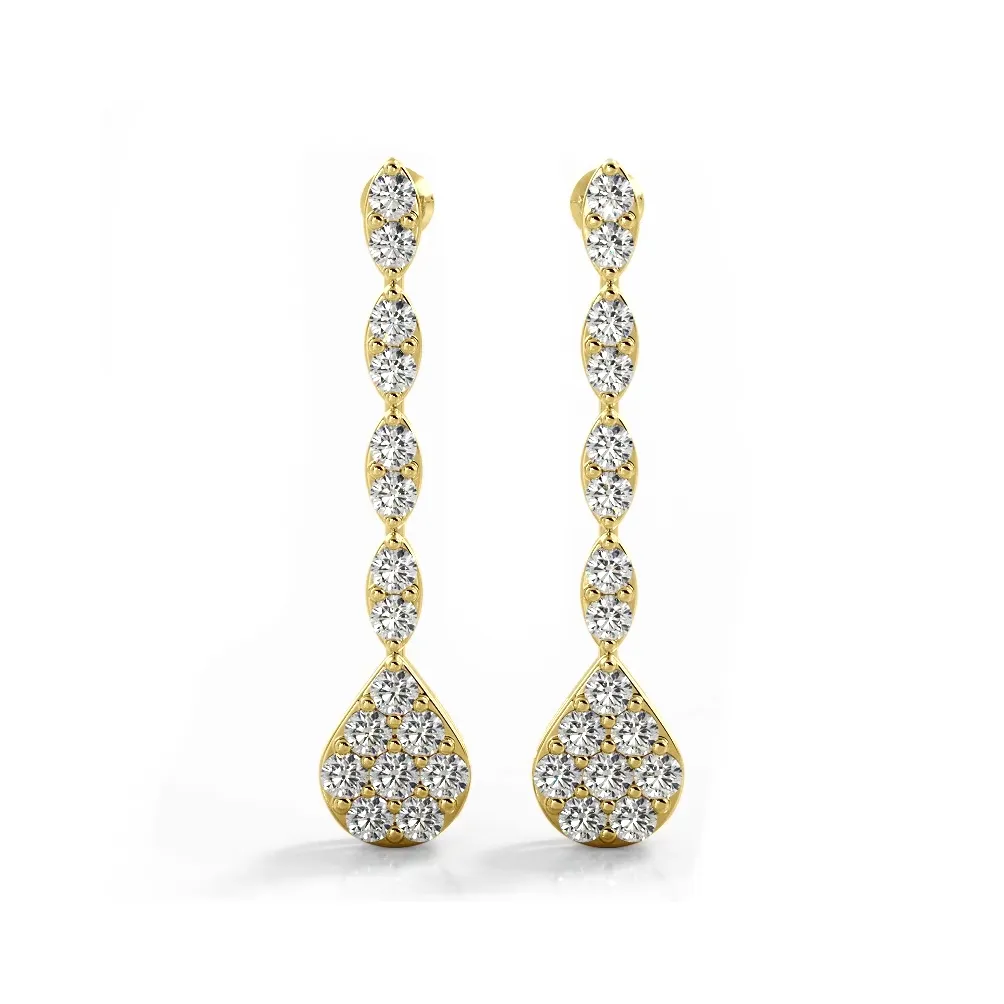 2.0 ctw. Round Diamond Sparkling Pear Drop Cluster Earrings