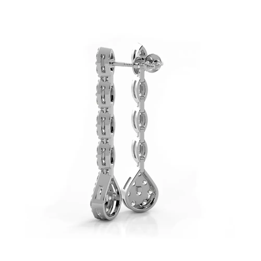 2.0 ctw. Round Diamond Sparkling Pear Drop Cluster Earrings